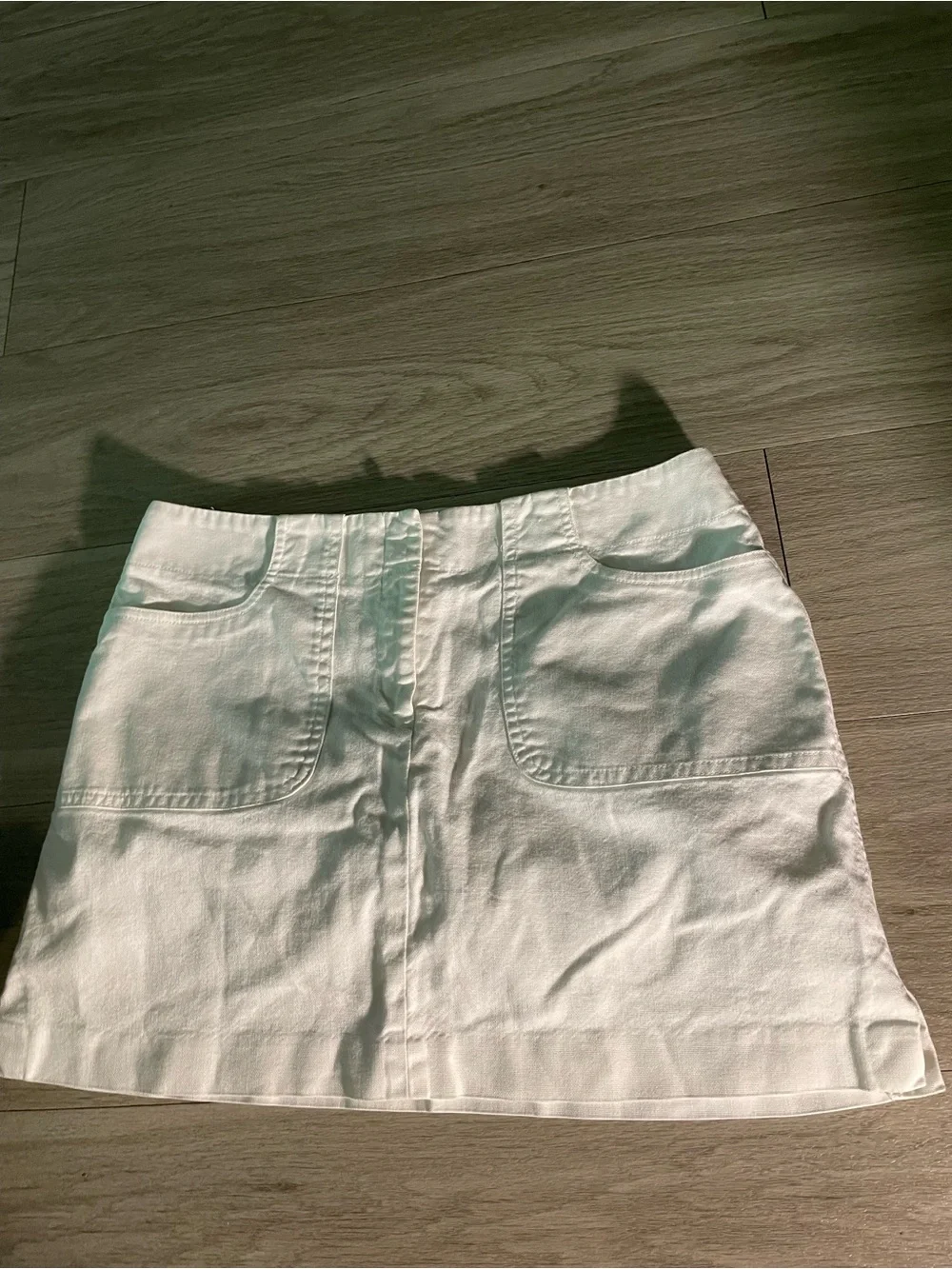 Express White Mini Skirt with Front Patch Pockets